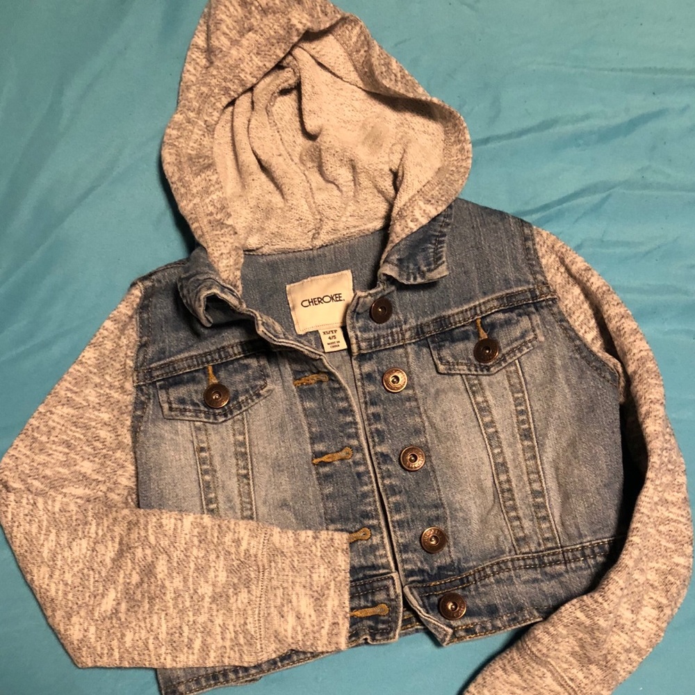 Kid Denim and grey hoodie